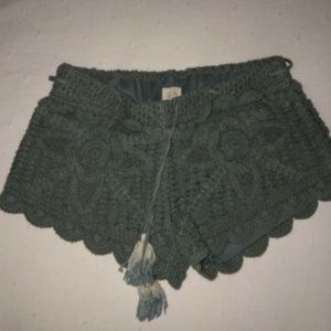 Surf Gypsy Crochet Shorts Small-Sage Green